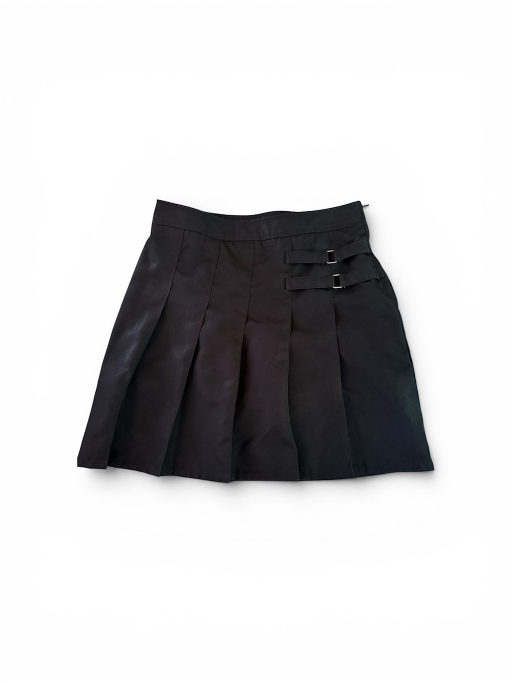 French Toast Black Pleated Skort with Buckle Straps